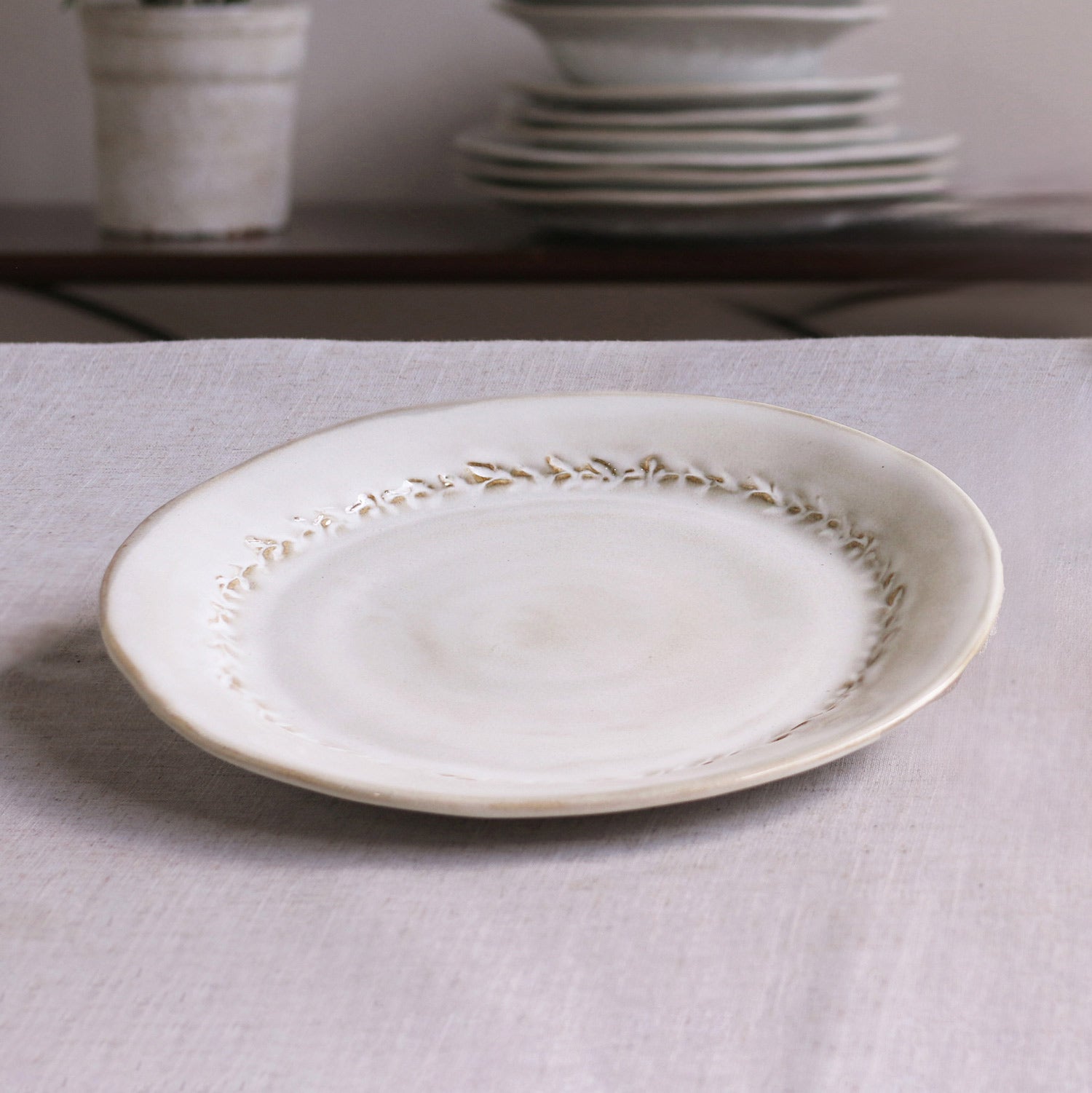 CERAMIC Valentina Dinner Plate Set of (Dusty White)