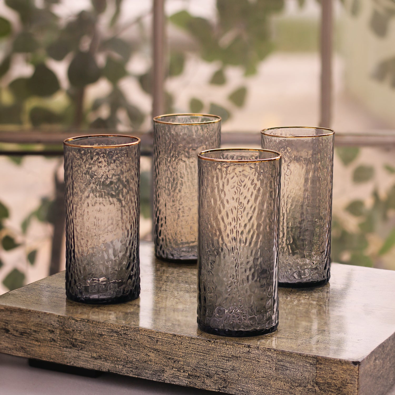 beatriz-ball-glass-croc-highball-with-gold-rim-set-of-4-smoke-grey