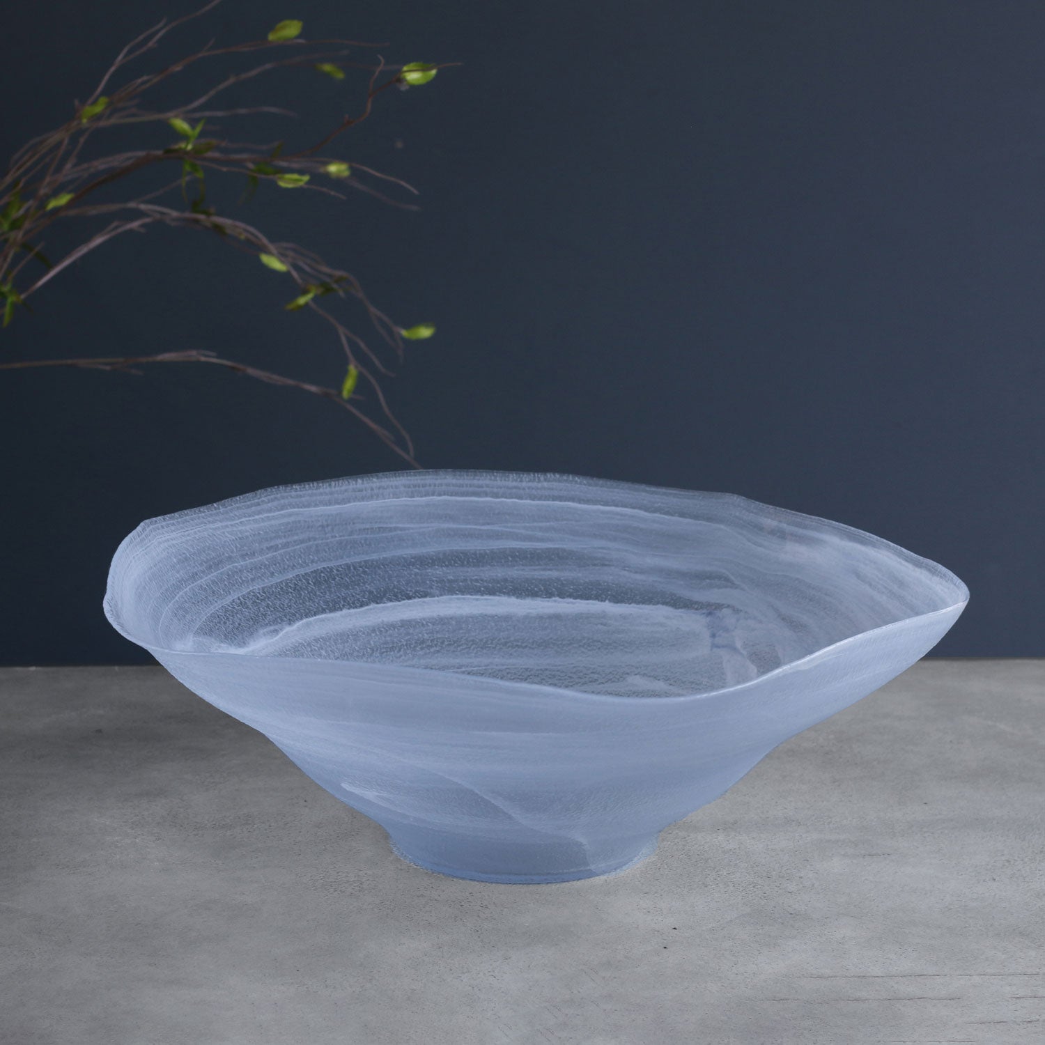 GLASS Alabaster Wave Extra Large Bowl (Clear and Blue)