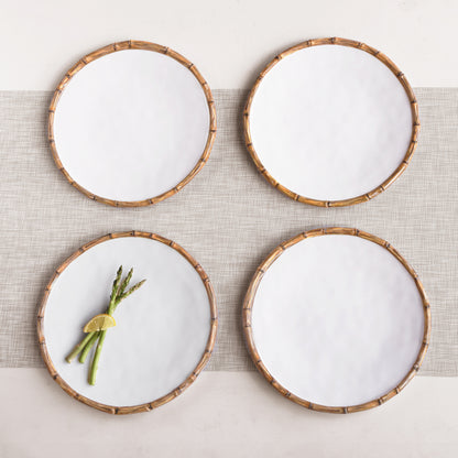 VIDA Bamboo 11&quot; Dinner Plate Set of 4 (White and Natural)