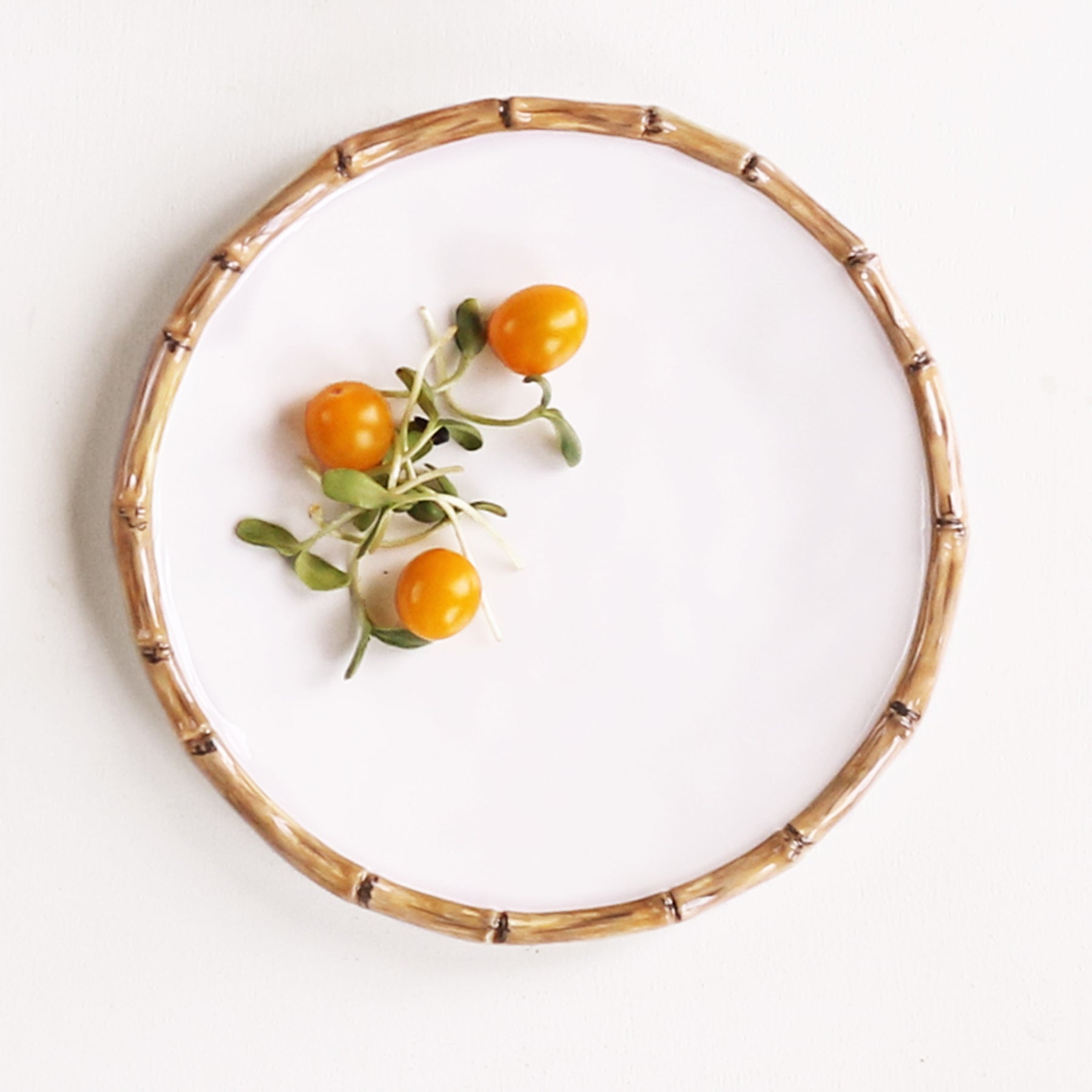 VIDA Bamboo 9&quot; Salad Plate Set of 4 (White and Natural)