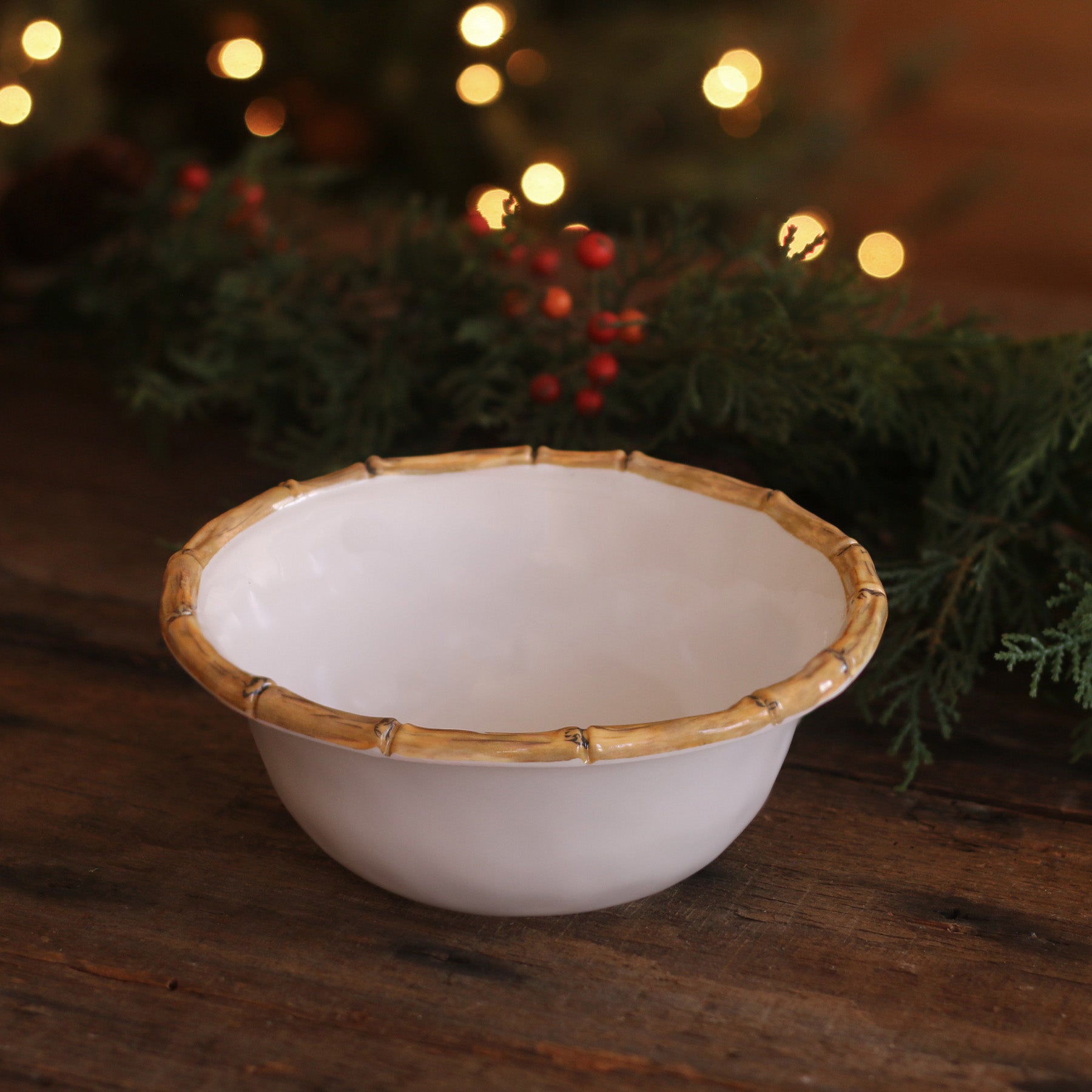 VIDA Bamboo 7.5&quot; Cereal Bowl Set of 4 (White and Natural)