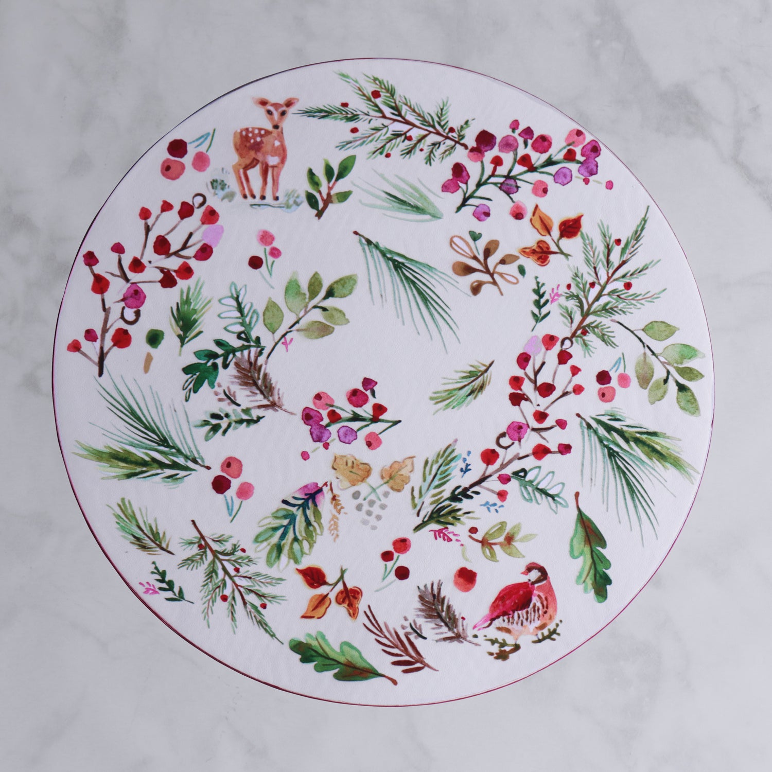 VIDA Happy Christmas Reversible 16" Round Placemat