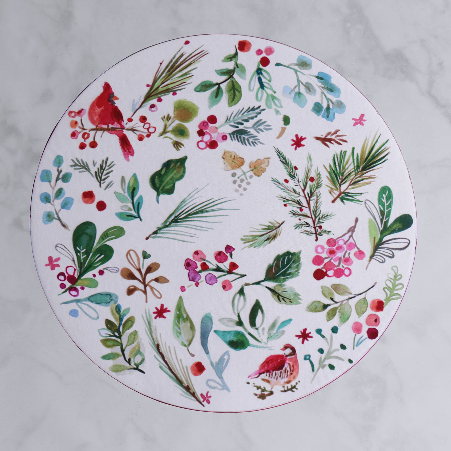 VIDA Happy Christmas Reversible 16" Round Placemat