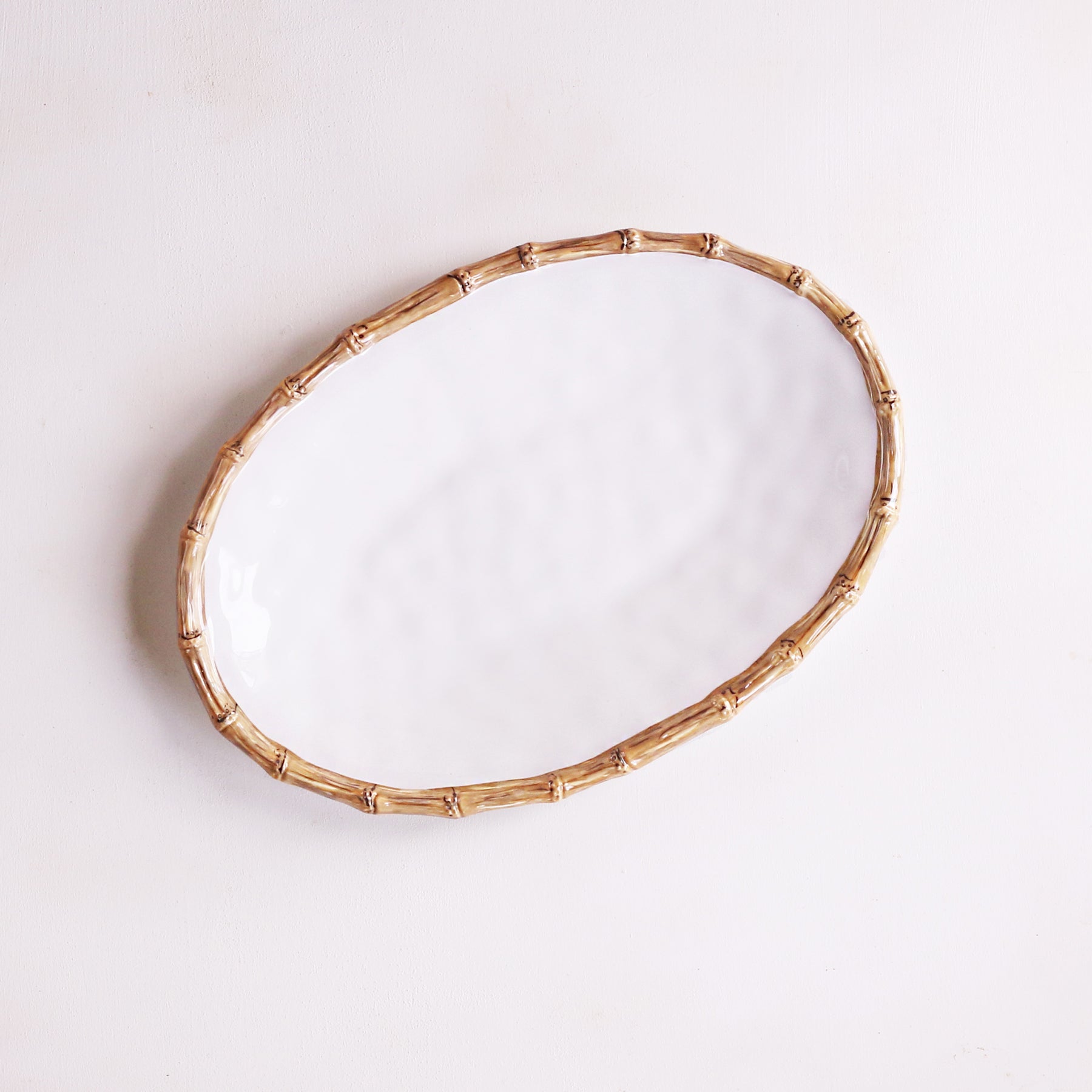 VIDA Bamboo Large Oval Platter (White and Natural)