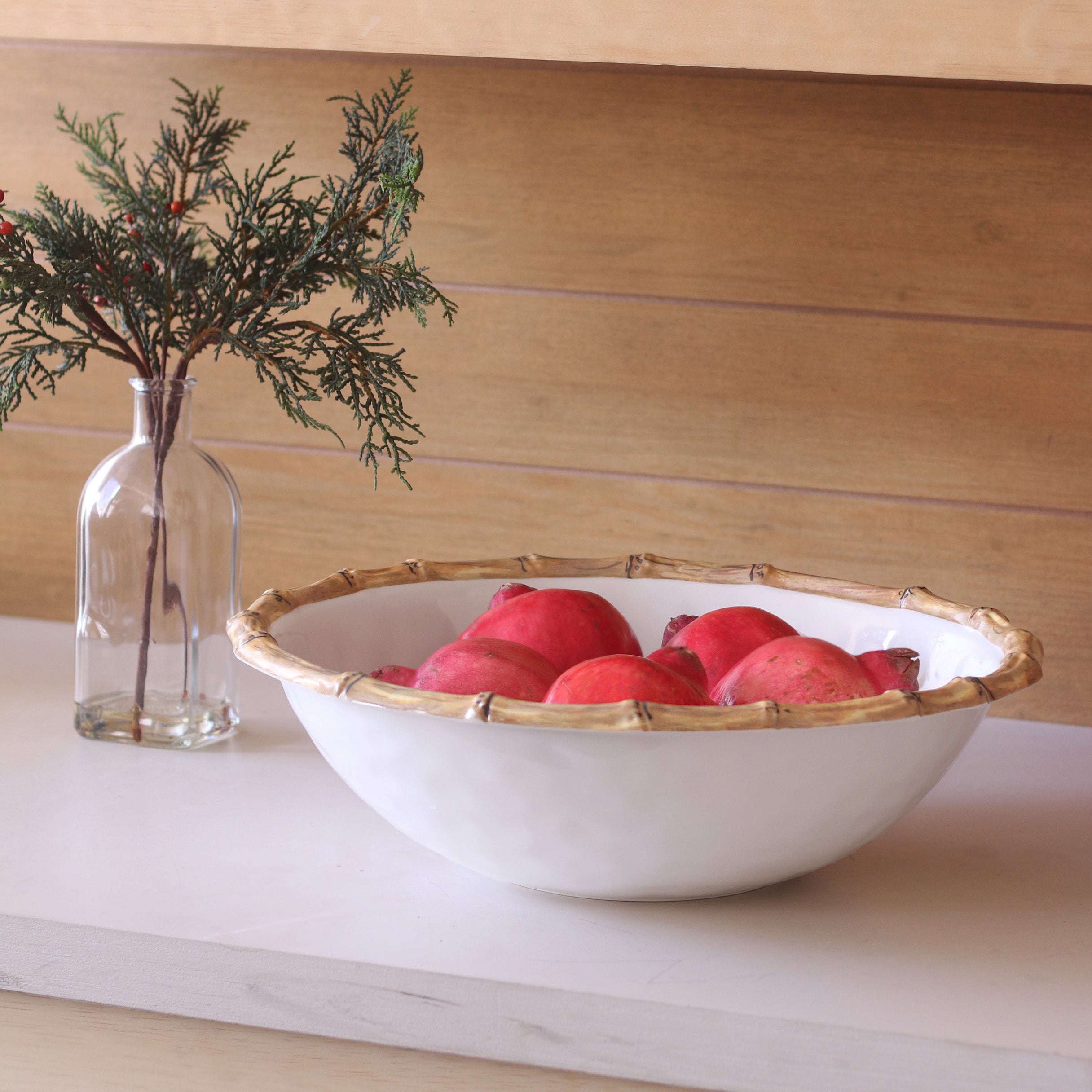 VIDA Bamboo Large Salad Bowl (White and Natural)