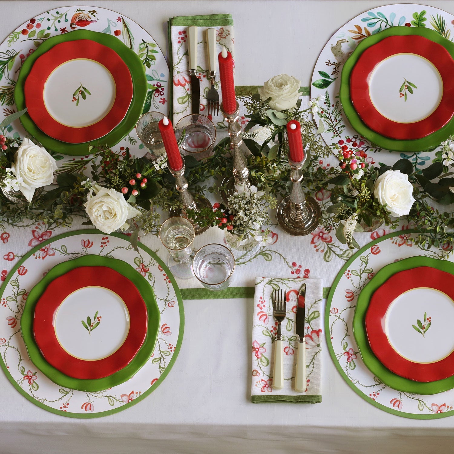 beatriz-ball-vida-holly-11-dinner-plate-set-of-4-green-and-white