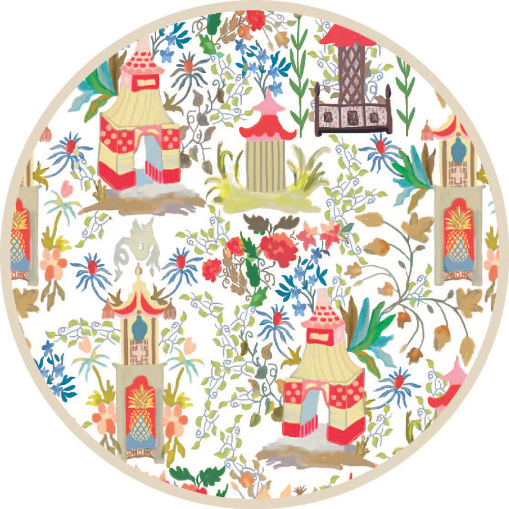 VIDA Pagoda Reversible 15.5&quot; Round Placemats Set of 4 (Neutral)