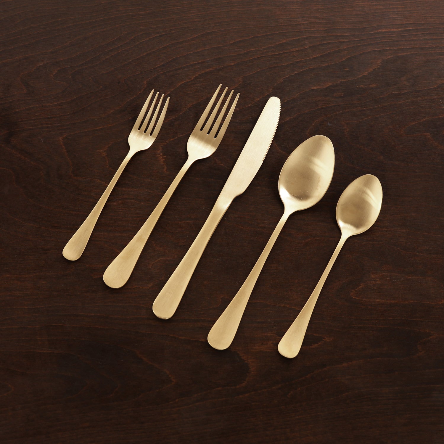 VIDA Droplet Stainless Flatware Set of 5 (Full Brushed  Champagne Gold)