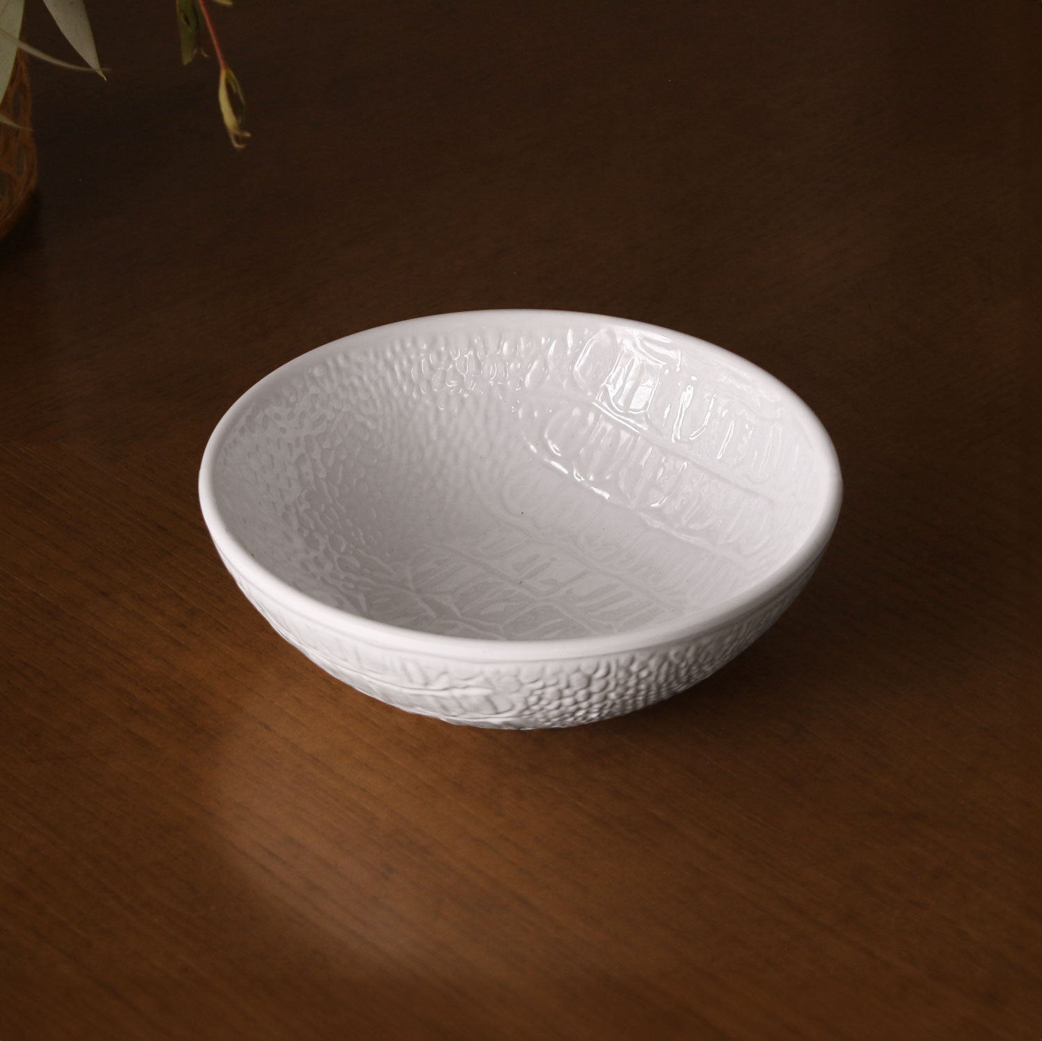 VIDA Croc Round Mini Bowl (White)