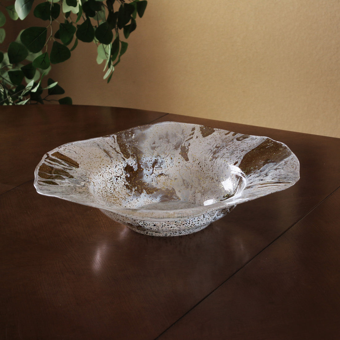 GLASS Decorative Bowl (White and Gold)