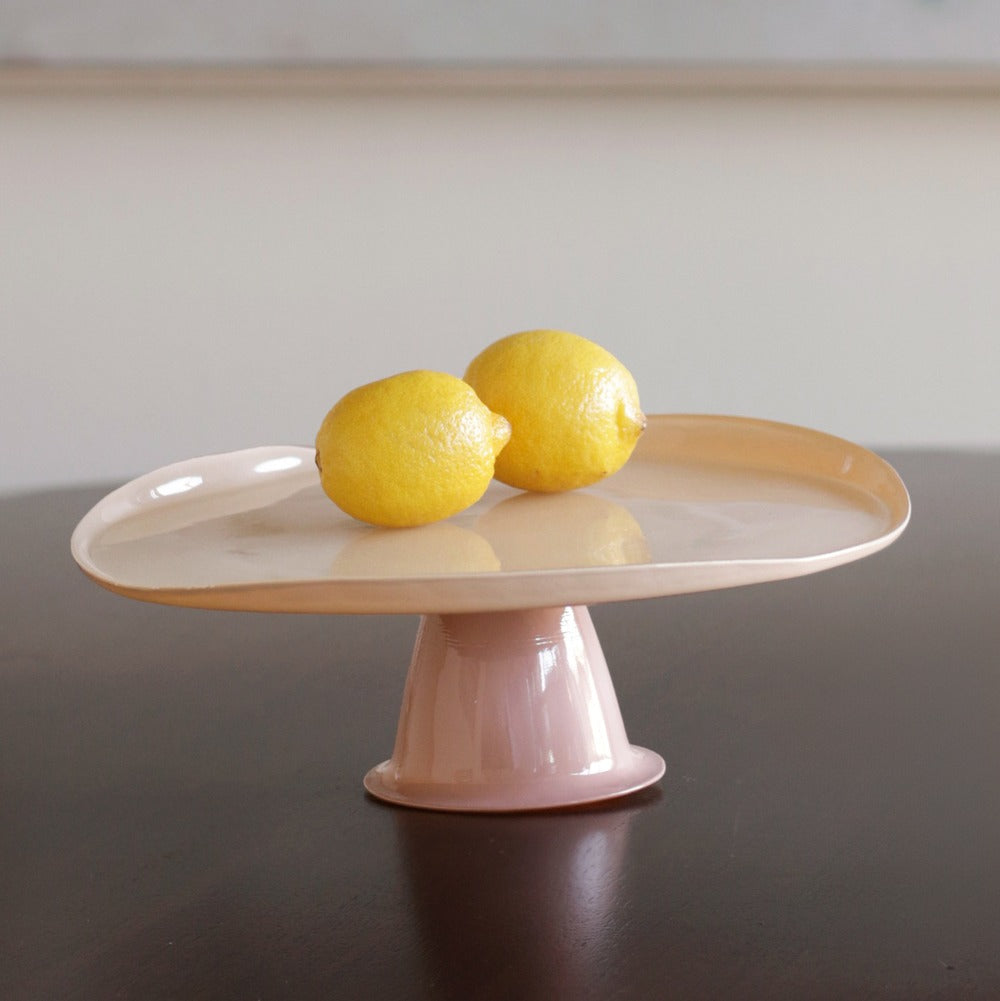 GLASS Adana Medium Painted Pedestal  (Yellow and Coral)