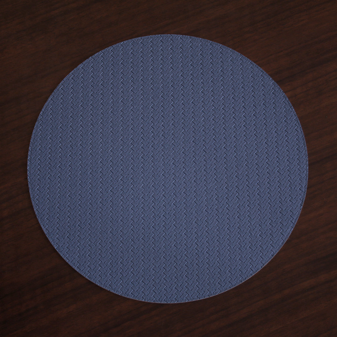 VIDA Snakeskin Reversible 15&quot; Round Placemats Set of 4 (Slate Blue and Tan Brown)