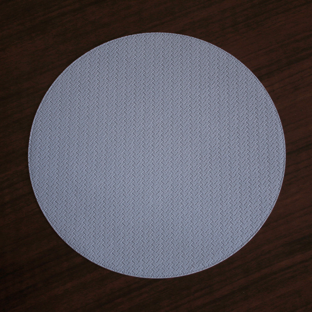 VIDA Snakeskin Reversible 15&quot; Round Placemats Set of 4 (Light Blue and Tan)