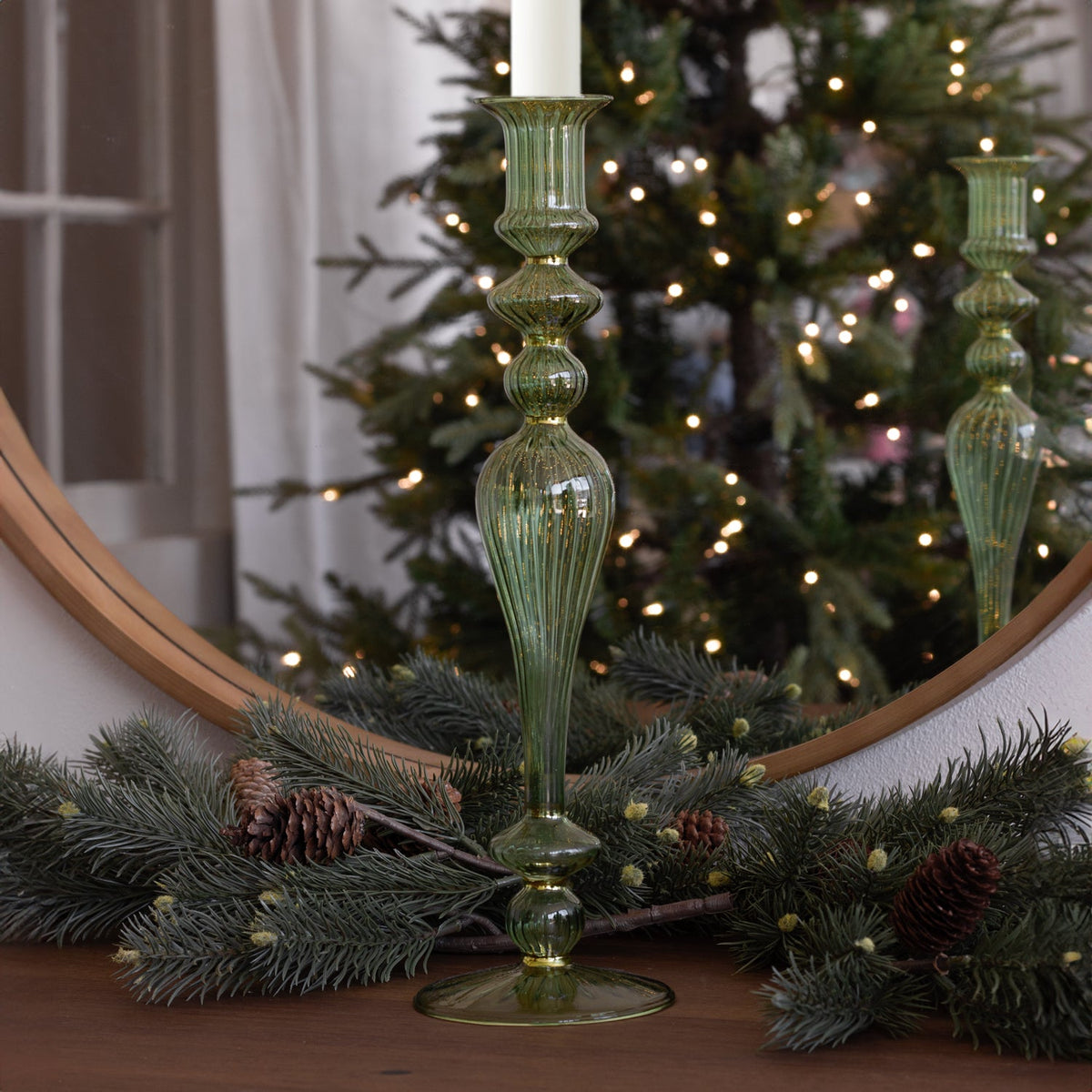 beatriz-ball-glass-cambridge-josephine-13-5-candleholder-set-of-2-green-and-gold