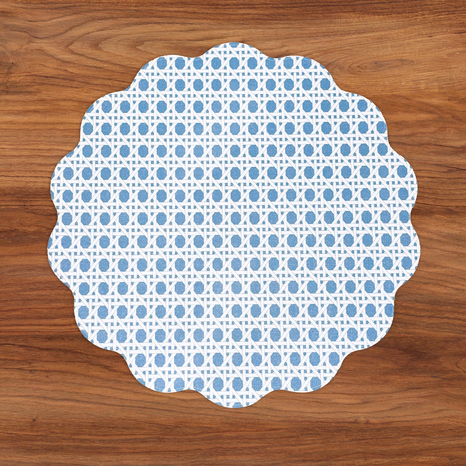 VIDA Sealife and Rattan Reversible Round Placemats Set of 4 Blue & Pink