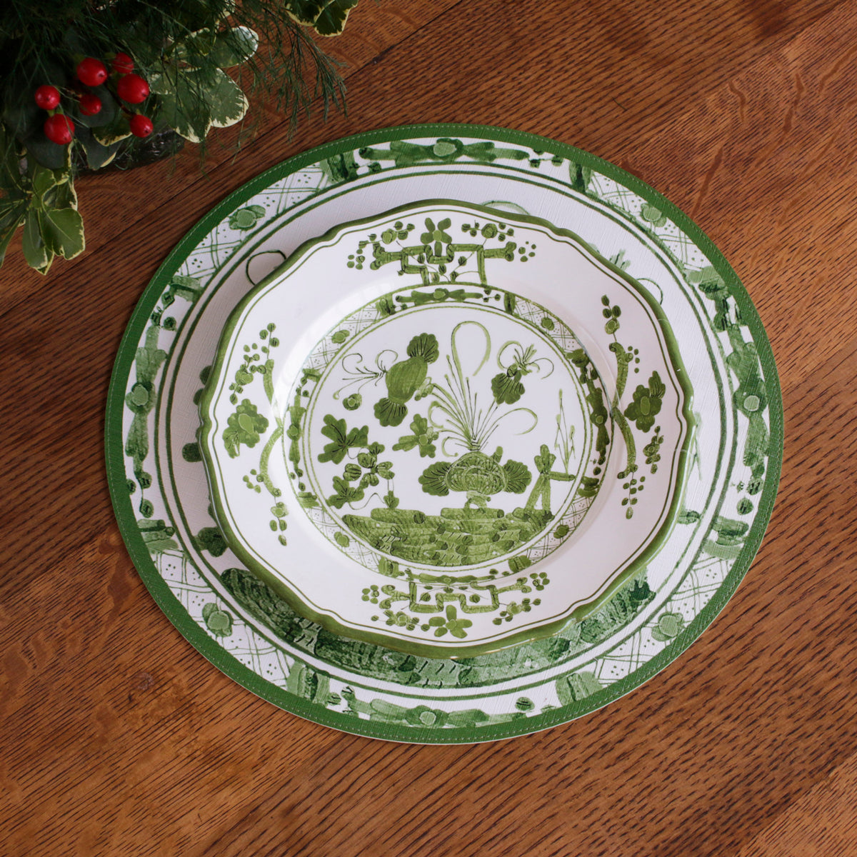 vida-faenza-11-dinner-plate-set-of-4-white-and-green