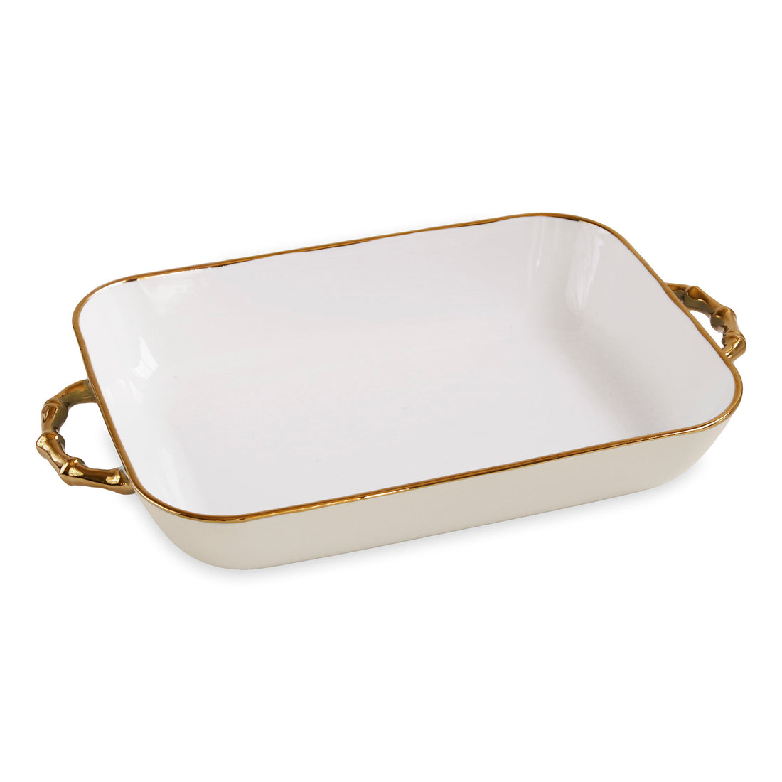 CERAMIC Bambu Rectangular Casserole Cream & White