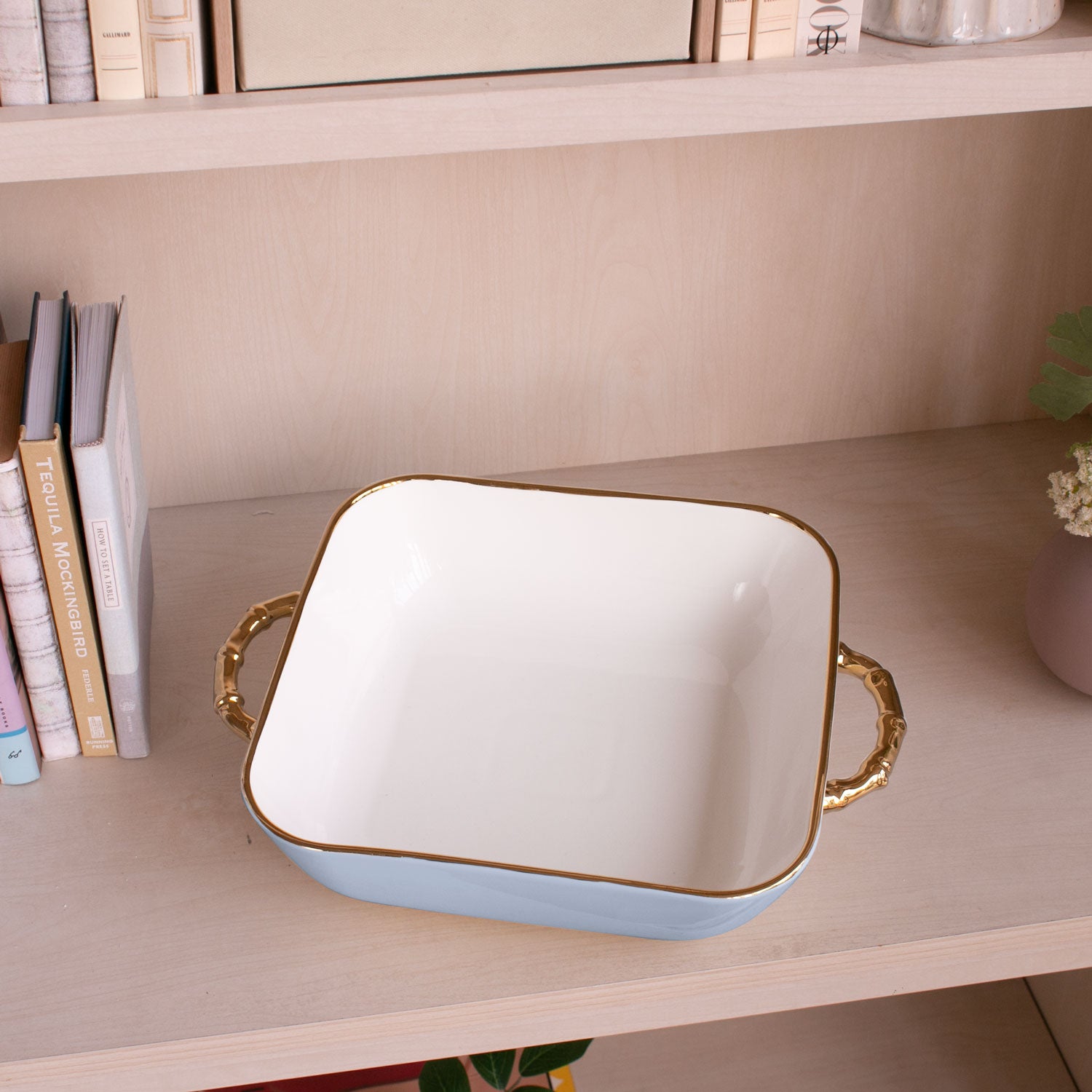 CERAMIC Bambu Square Casserole Periwinkle & White