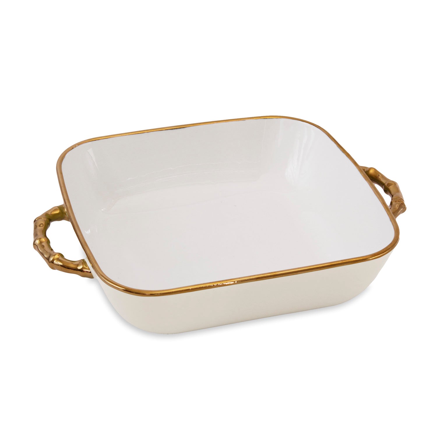 CERAMIC Bambu Square Casserole Cream & White