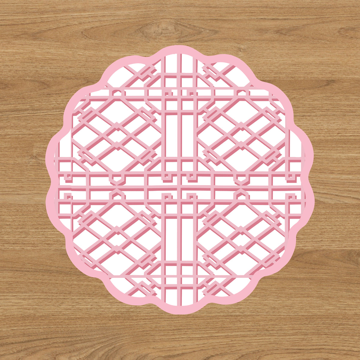 VIDA Floral and Trellis Reversible Placemats Set of 4 (Multi & Pink)