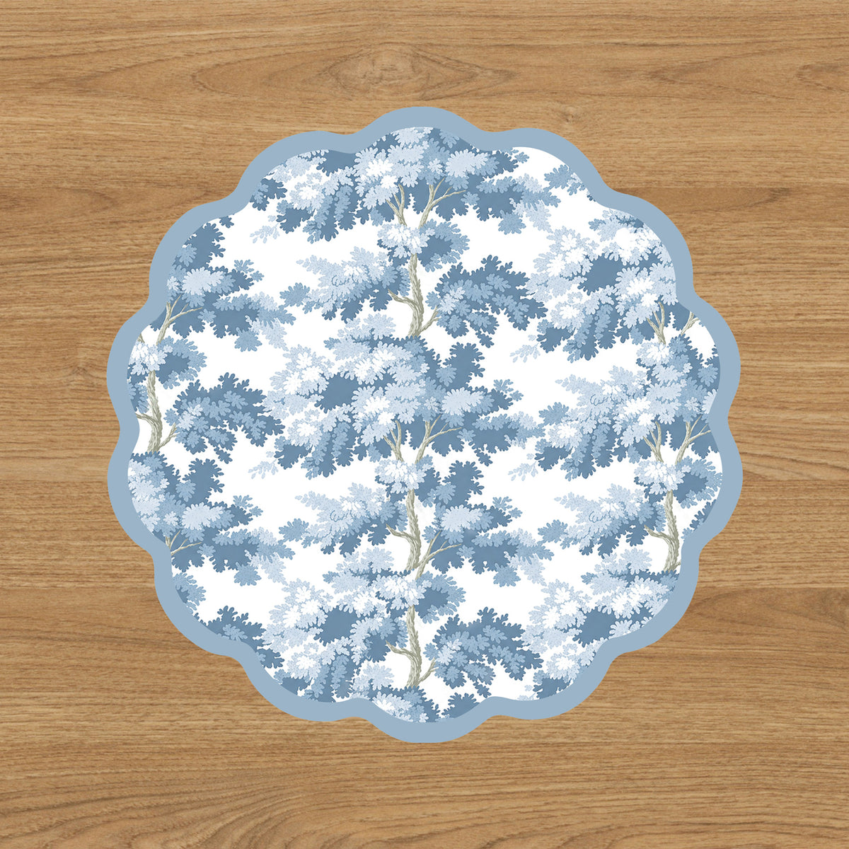 VIDA Chinoiserie and Branches Reversible Placemats Set of 4 (Blue and White)