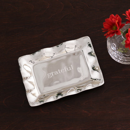 GIFTABLES Vento Rectangular Engraved Tray (&quot;grateful&quot;)
