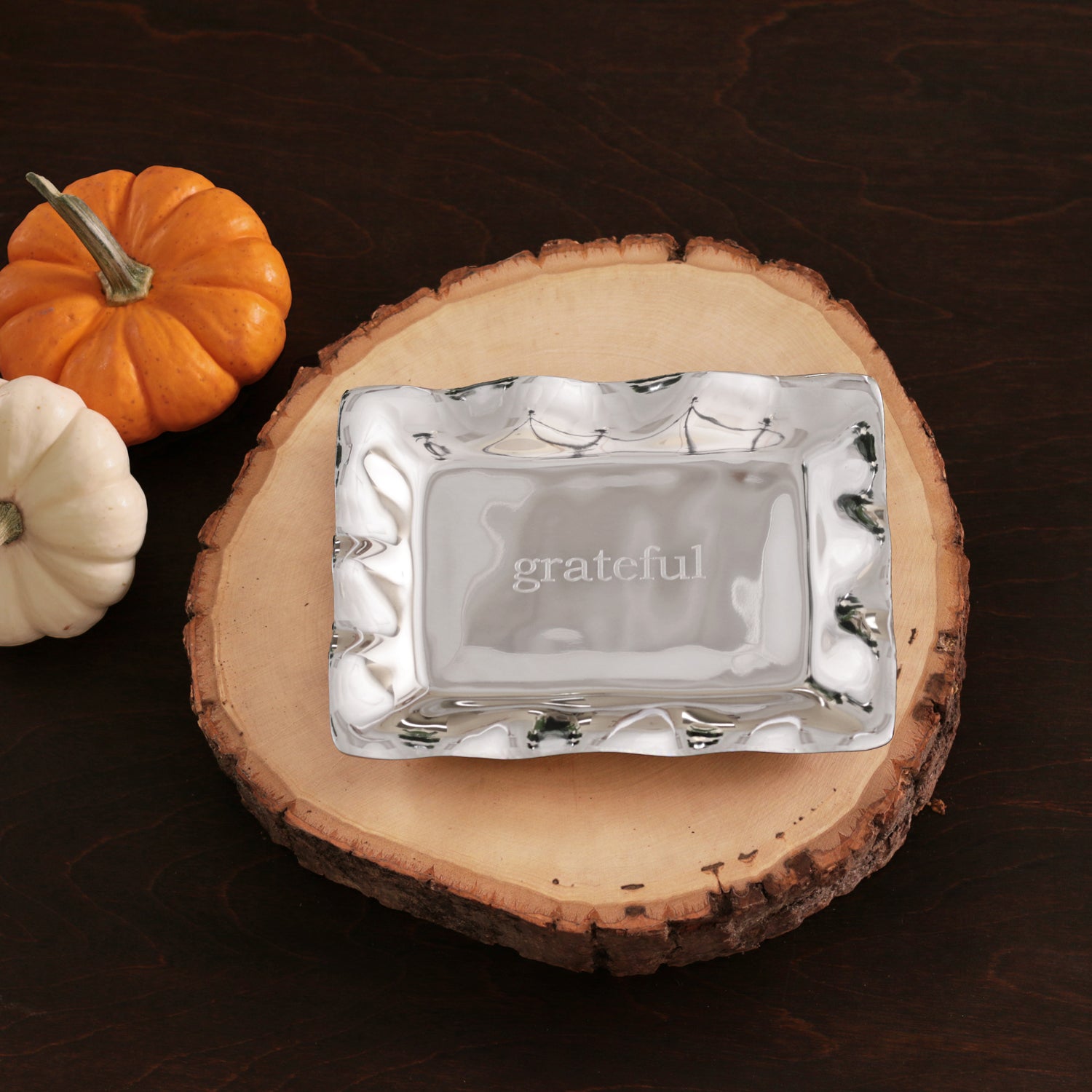 GIFTABLES Vento Rectangular Engraved Tray (&quot;grateful&quot;)