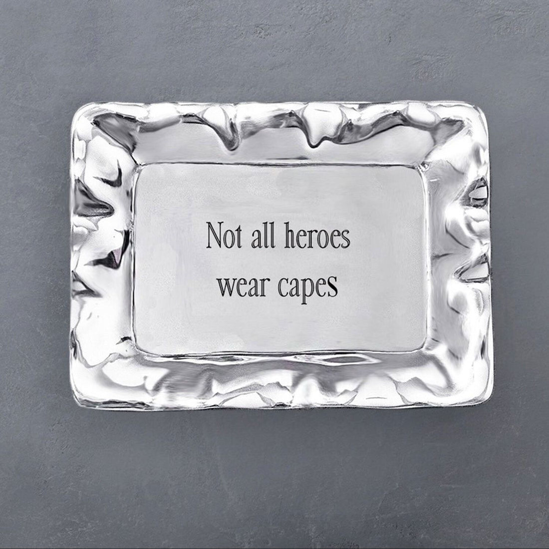 GIFTABLES Vento Rectangular Engraved Tray &quot;Not all heroes wear capes&quot;