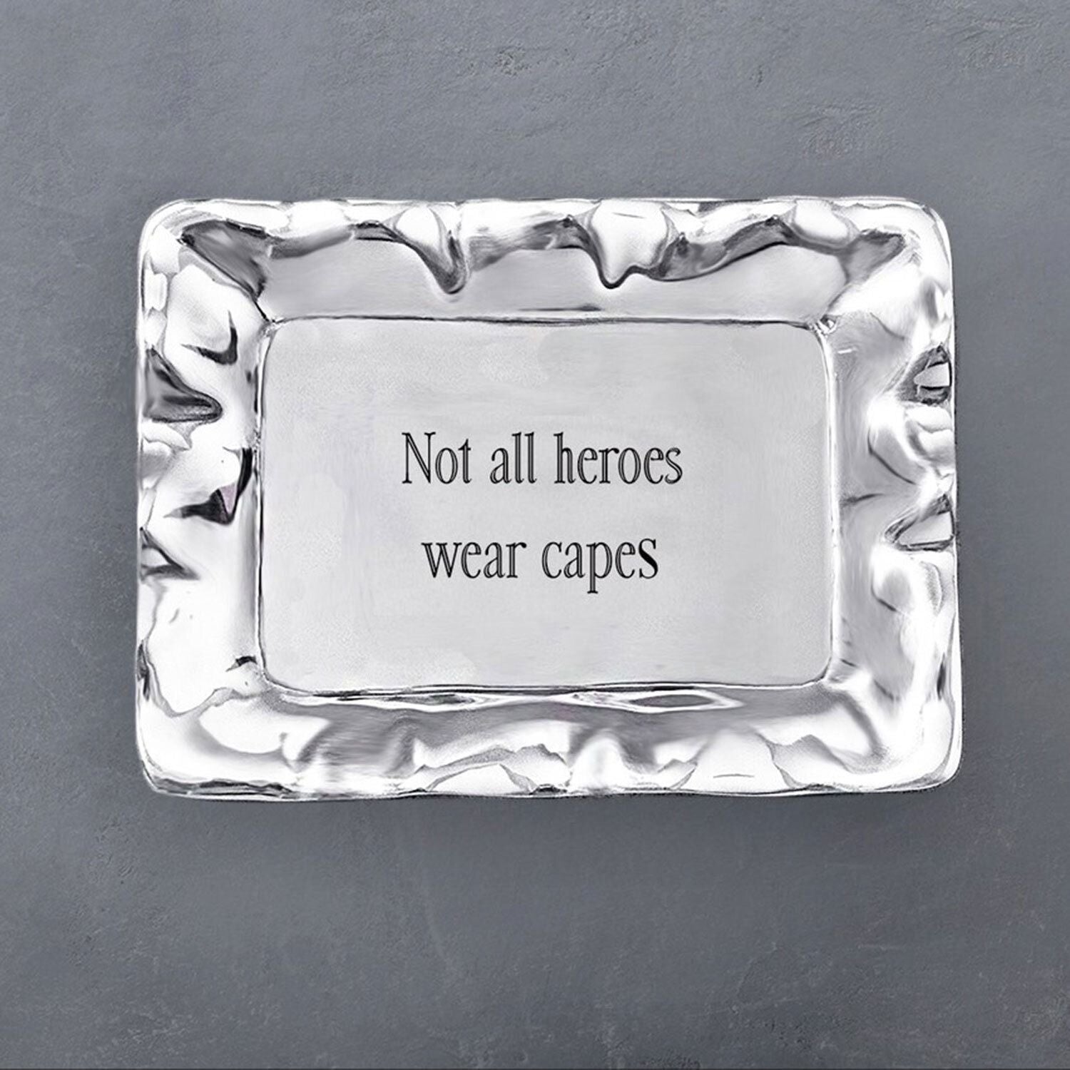 GIFTABLES Vento Rectangular Engraved Tray &quot;Not all heroes wear capes&quot;
