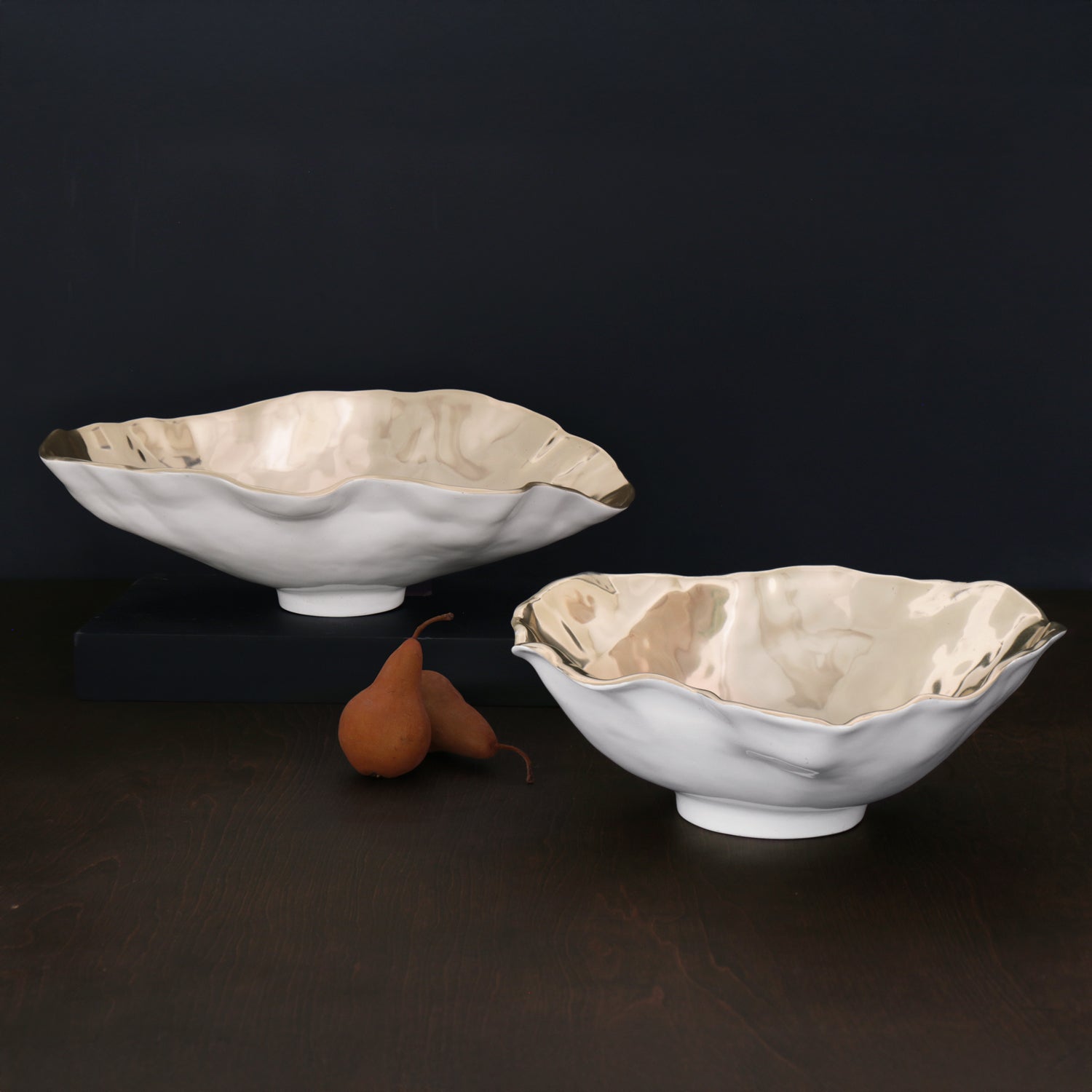 THANNI Maia Large Bowl (White and Gold)