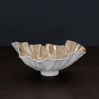 THANNI Bloom Medium Bowl (White and Gold)