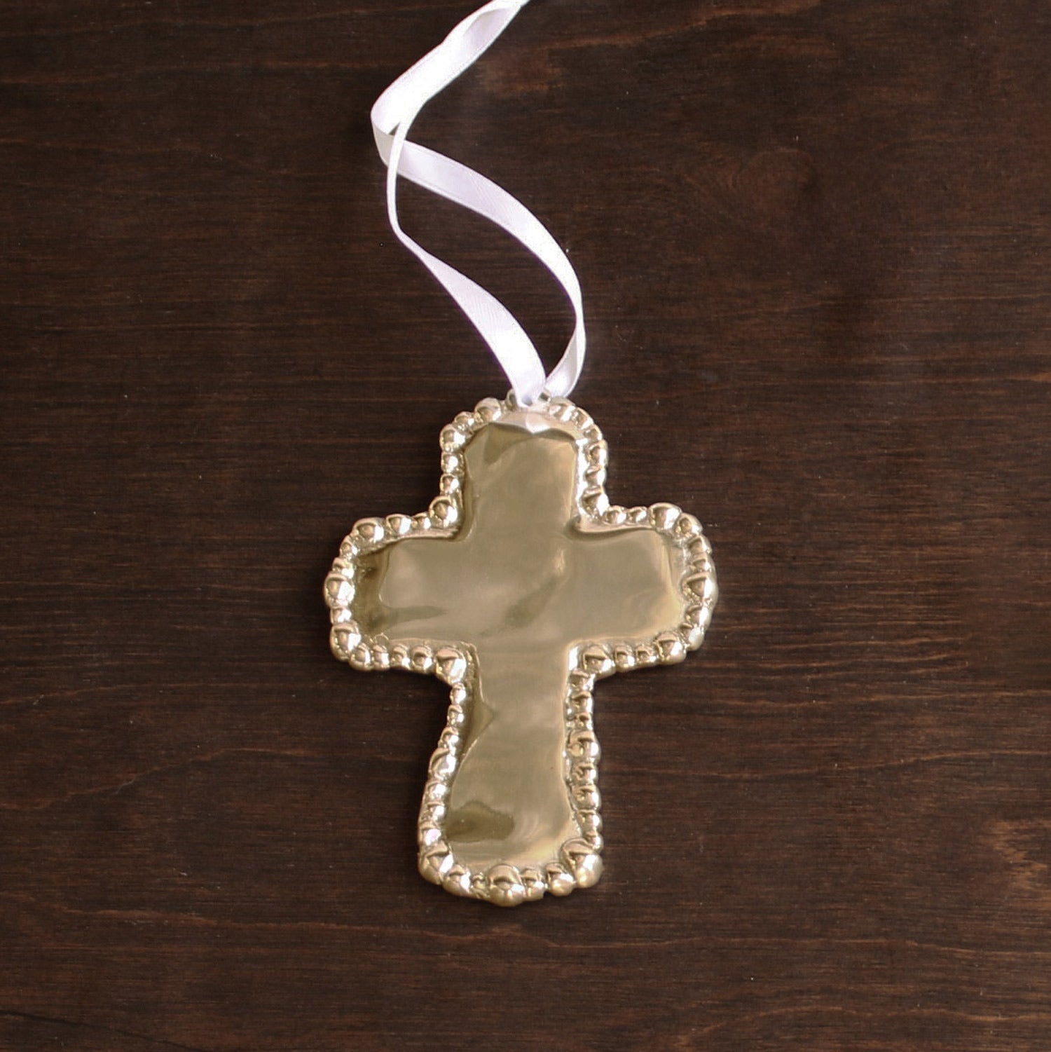 GIFTABLES Sierra Modern Organic Pearl Cross Ornament (Shiny Gold)