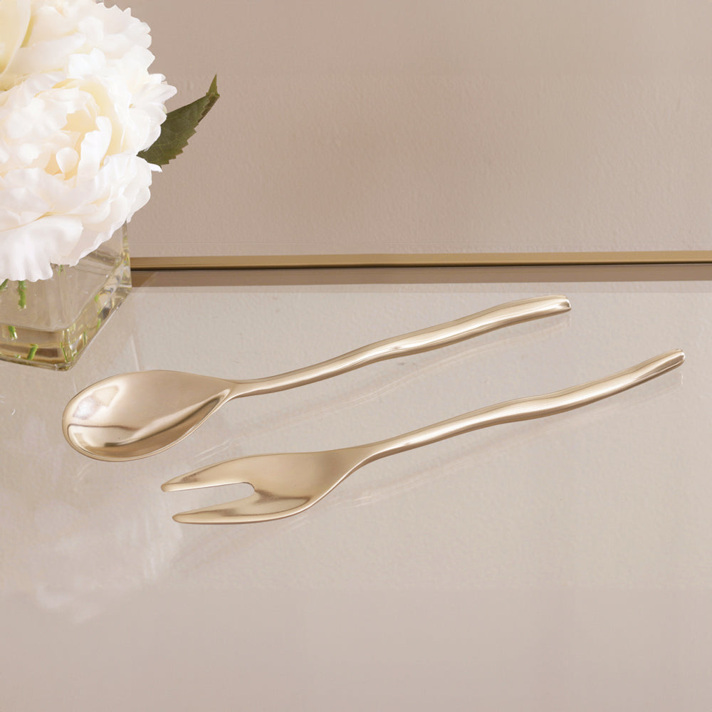 SIERRA MODERN Maia Large Salad Servers (Shiny Gold)