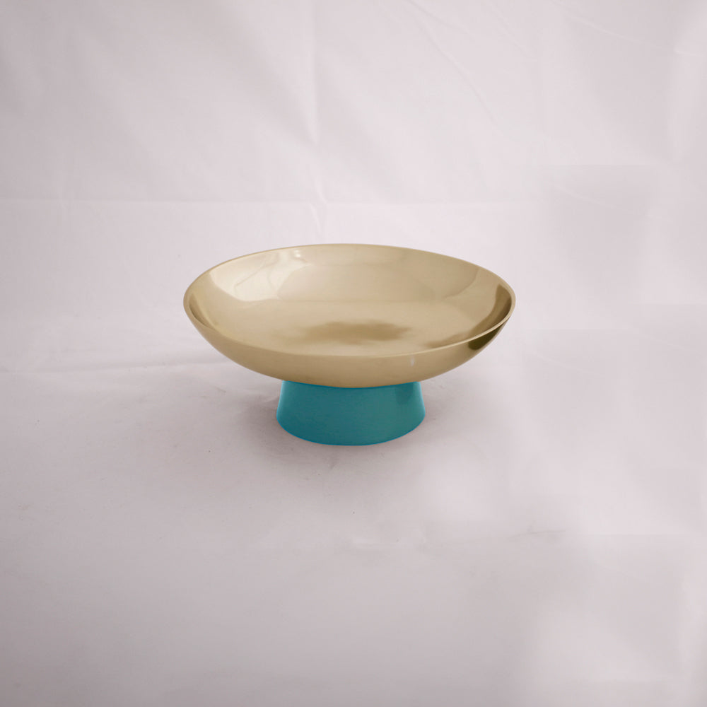 CARNAVAL Sierra Modern Small Bowl with Base (Gold and Blue)