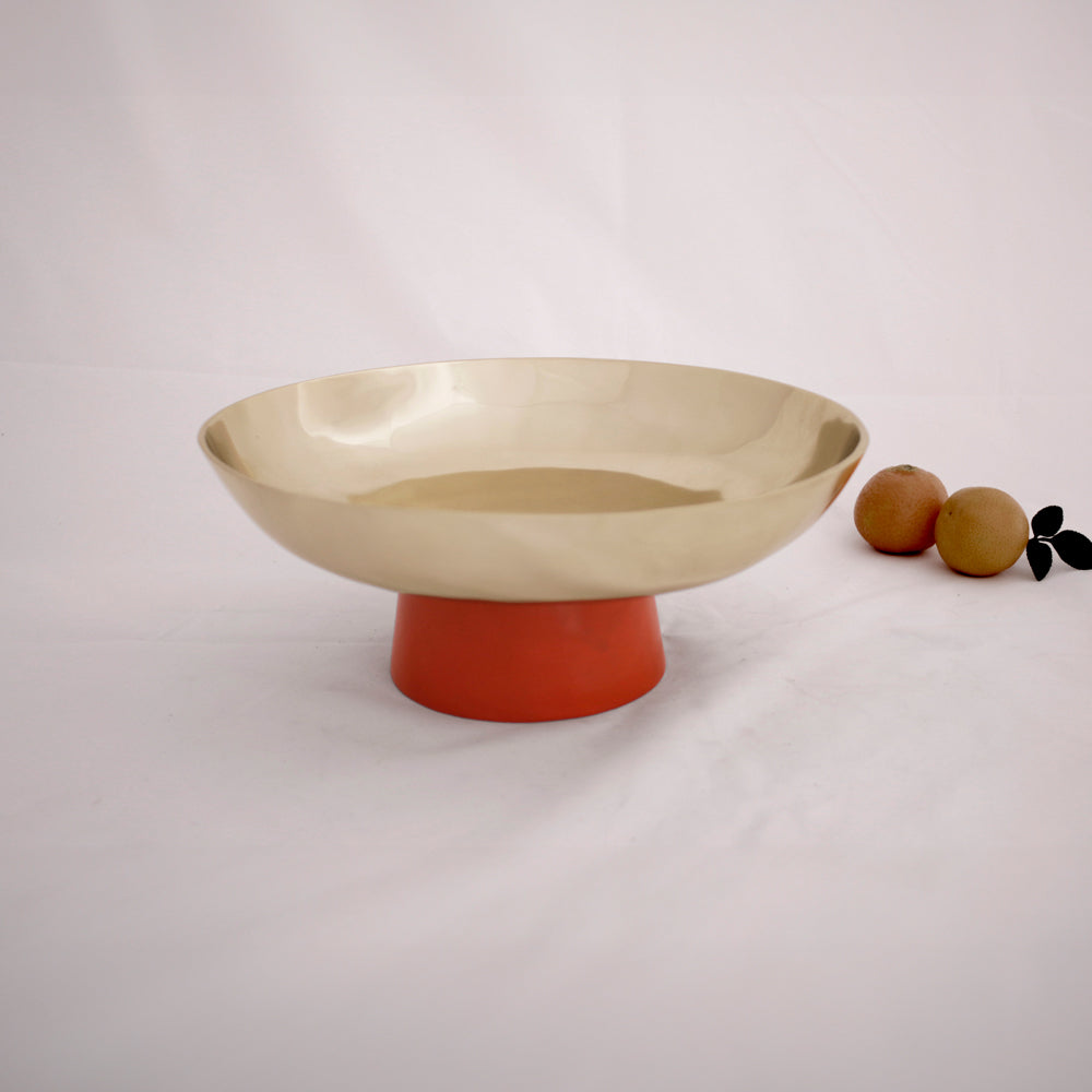 CARNAVAL Sierra Modern Medium Bowl with Base (Gold and Orange)