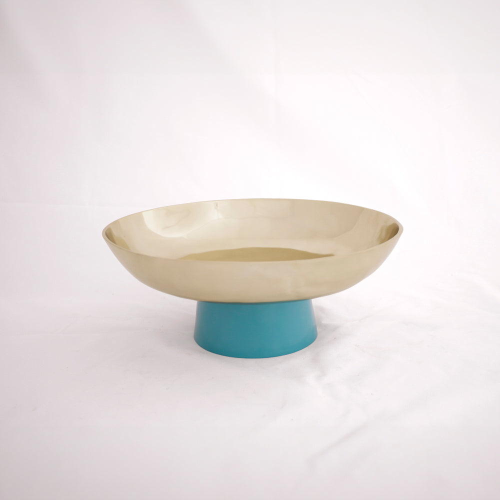 CARNAVAL Sierra Modern Medium Bowl with Base (Gold and Blue)