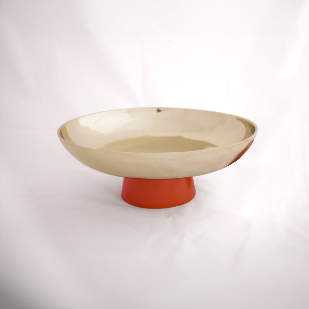 CARNAVAL Sierra Modern Large Bowl with Base (Gold and Orange)