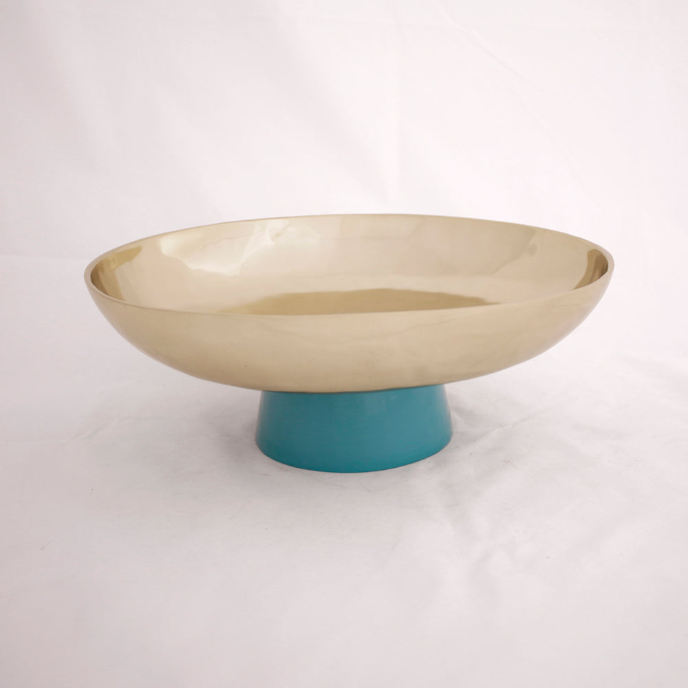 CARNAVAL Sierra Modern Large Bowl with Base (Gold and Blue)