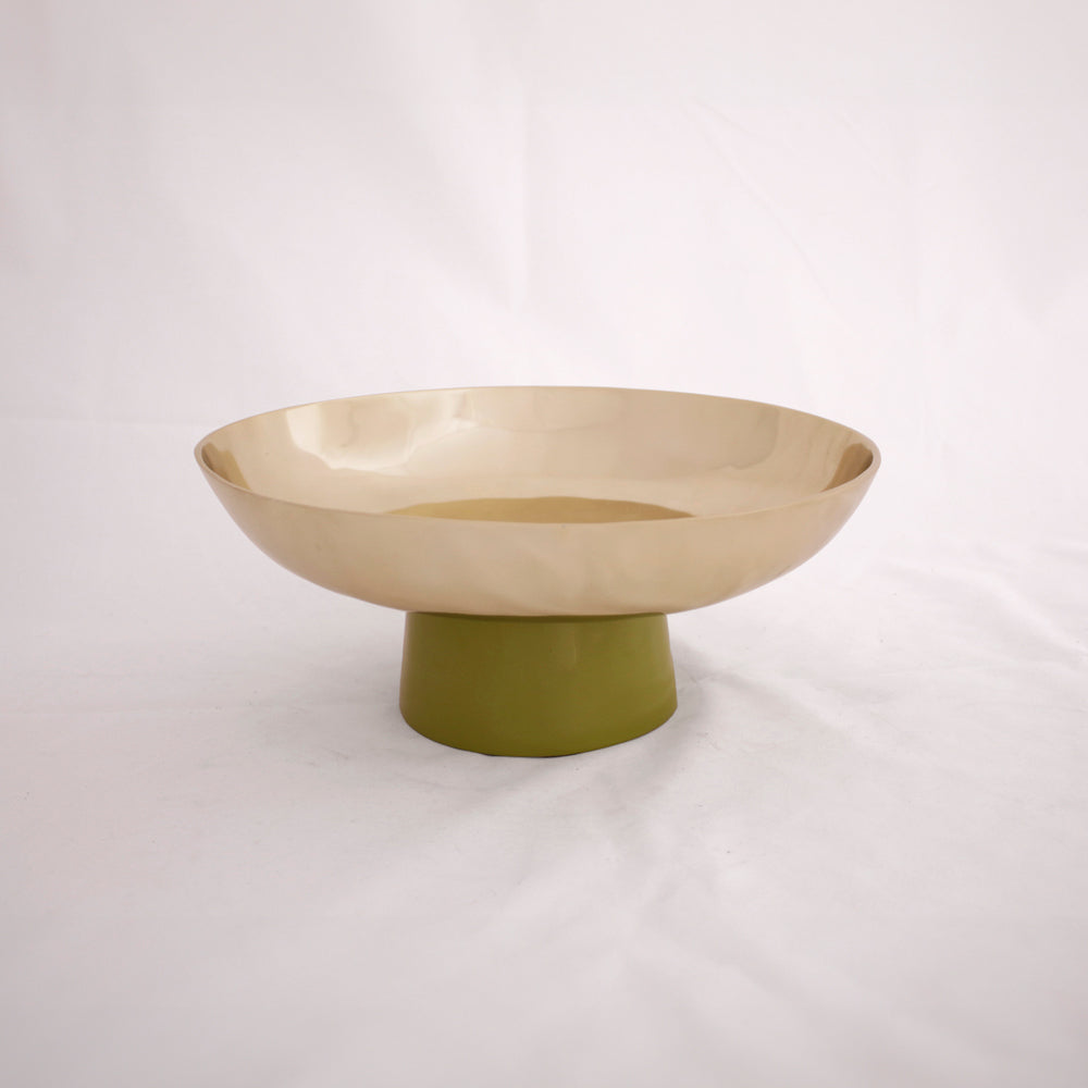 CARNAVAL Sierra Modern Medium Bowl with Base (Gold and Green)