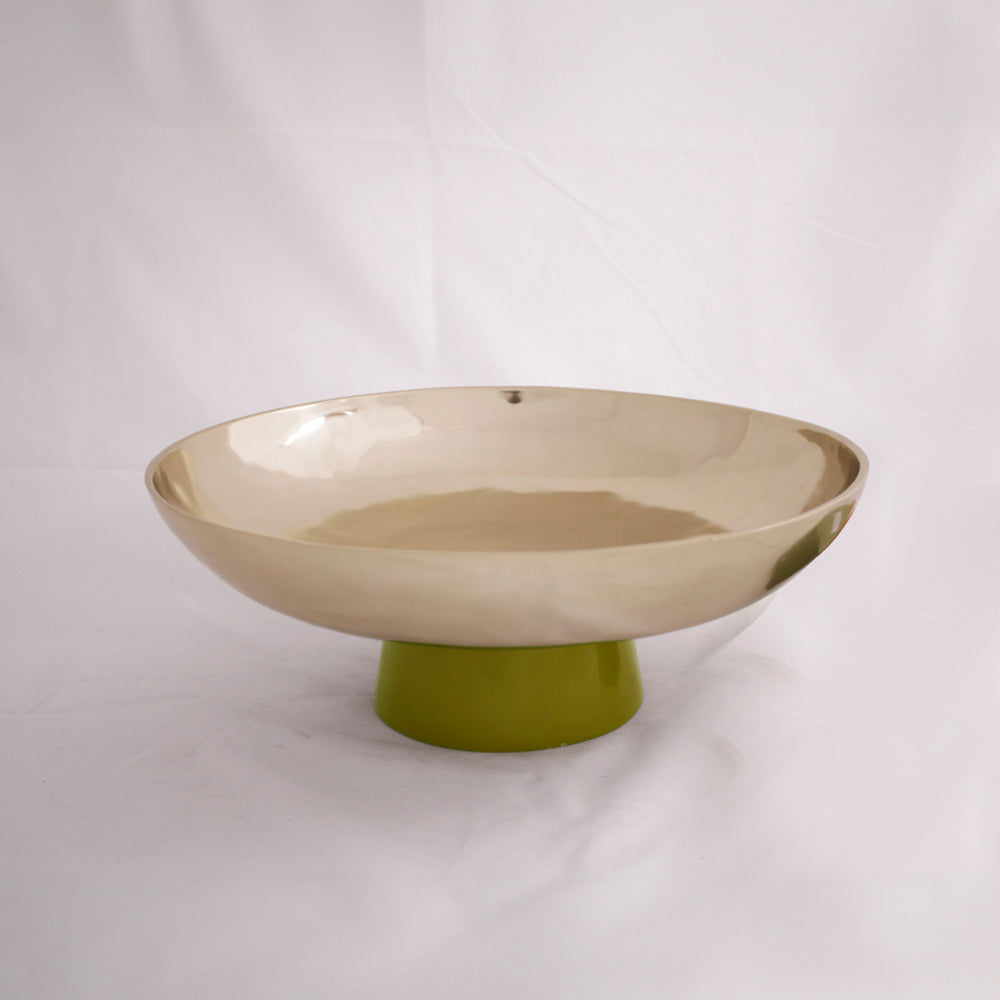 CARNAVAL Sierra Modern Large Bowl with Base (Gold and Green)