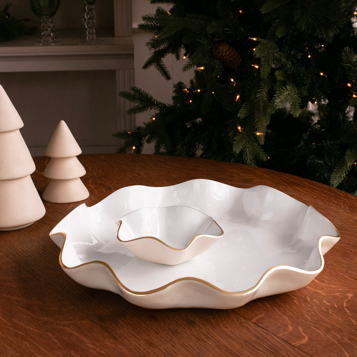 ENCANTO Carola Small Round Bowl (Cream and White)