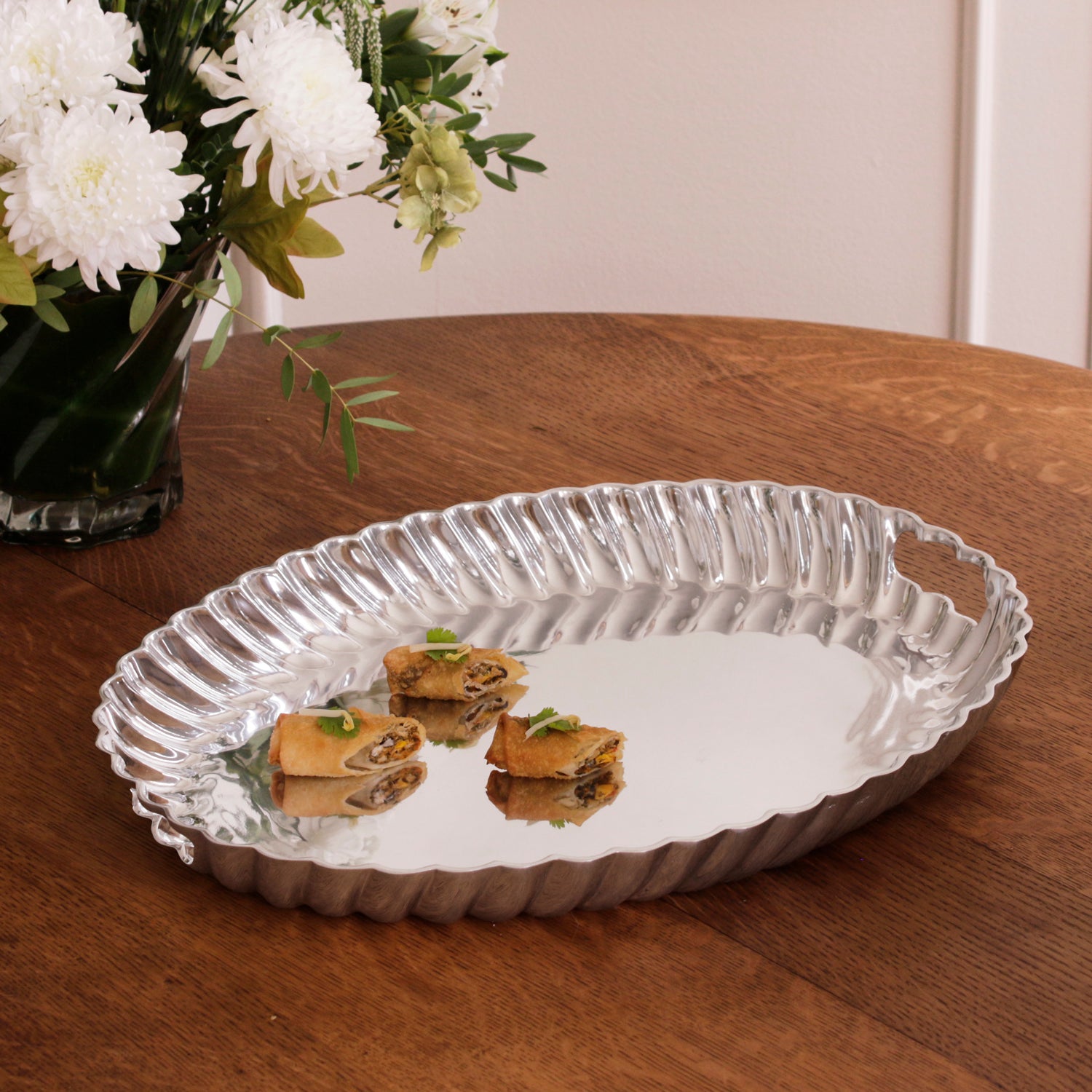 VINTAGE Swirl  Oval Tray with Handles