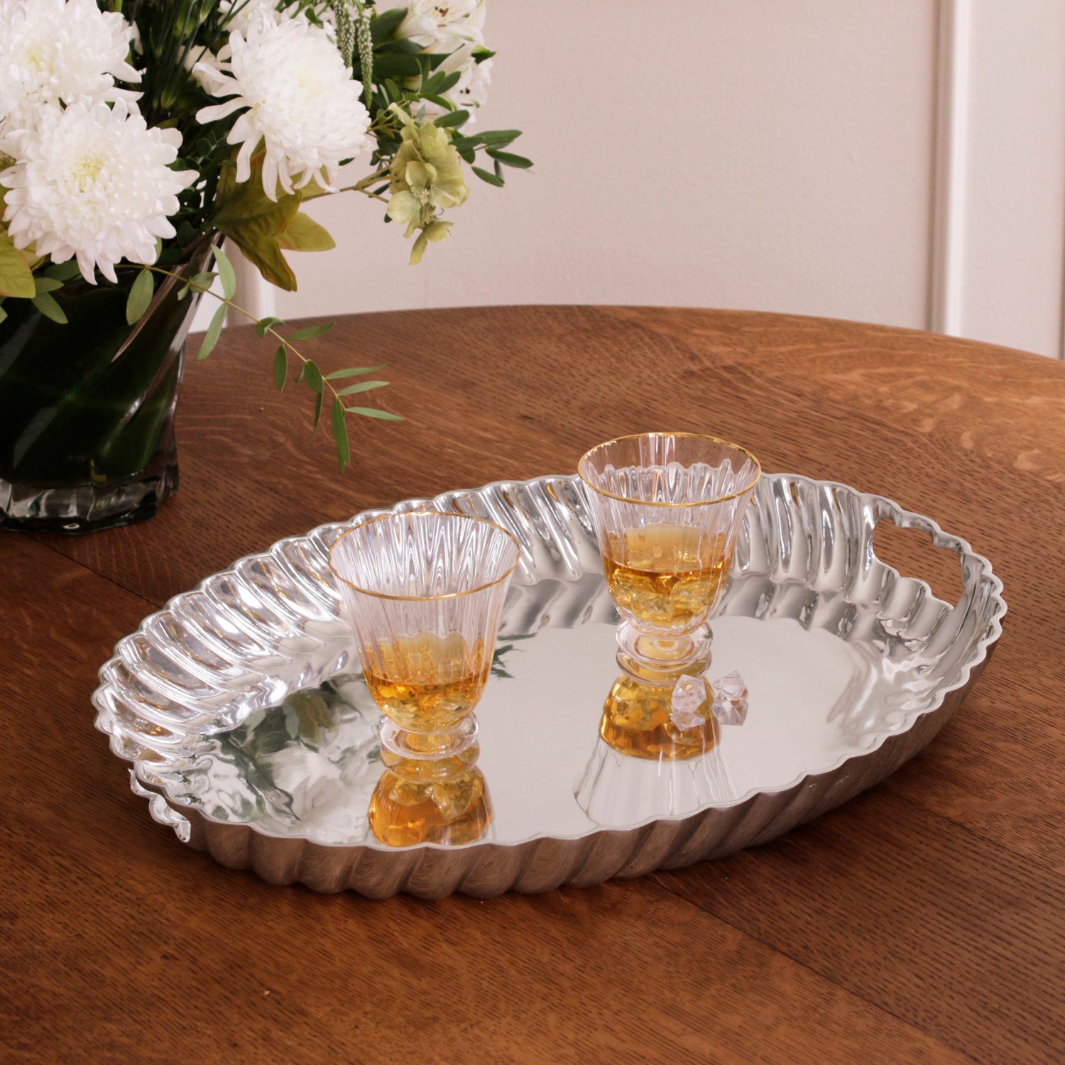 VINTAGE Swirl  Oval Tray with Handles