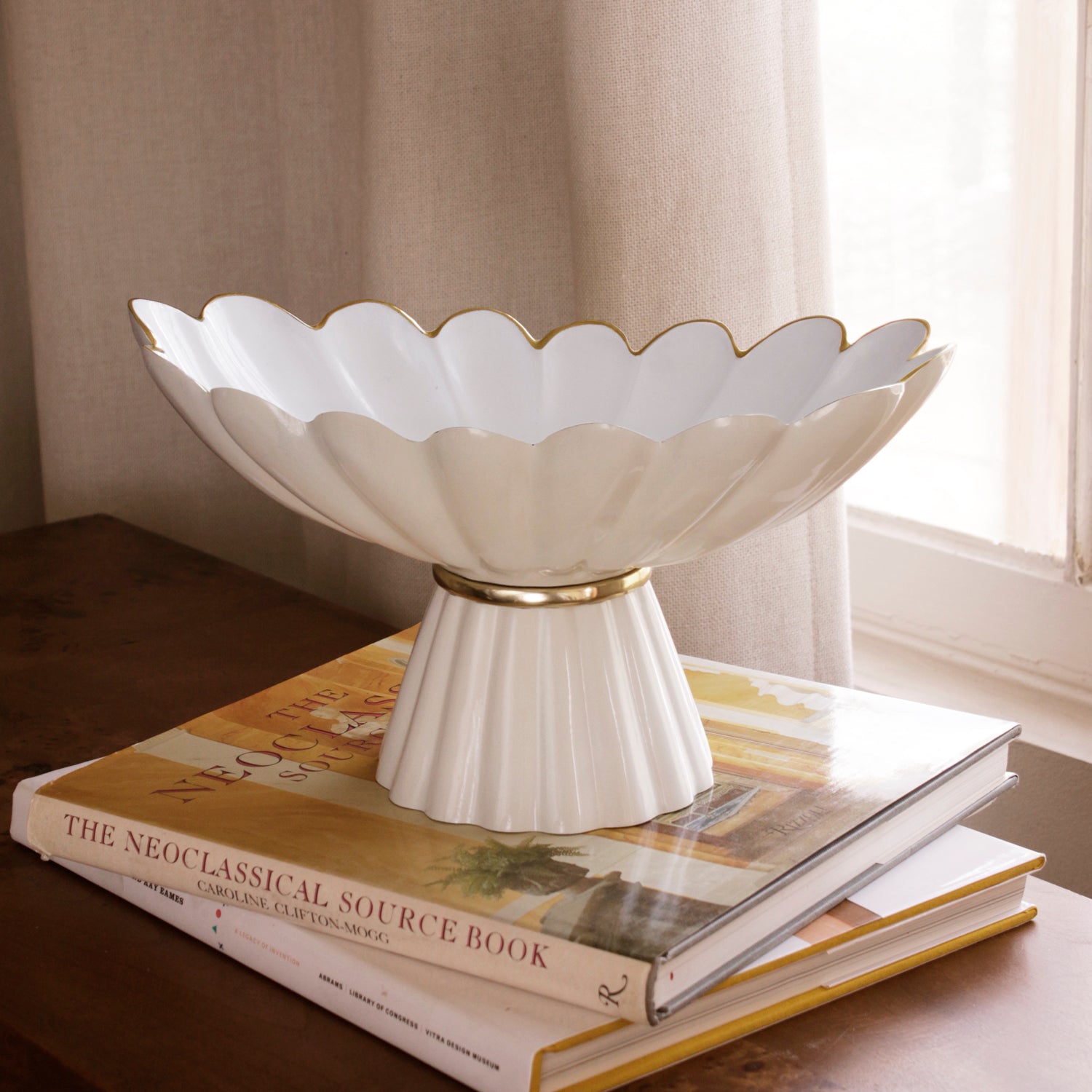 ENCANTO Vintage Hermes  Pedestal Cream and White