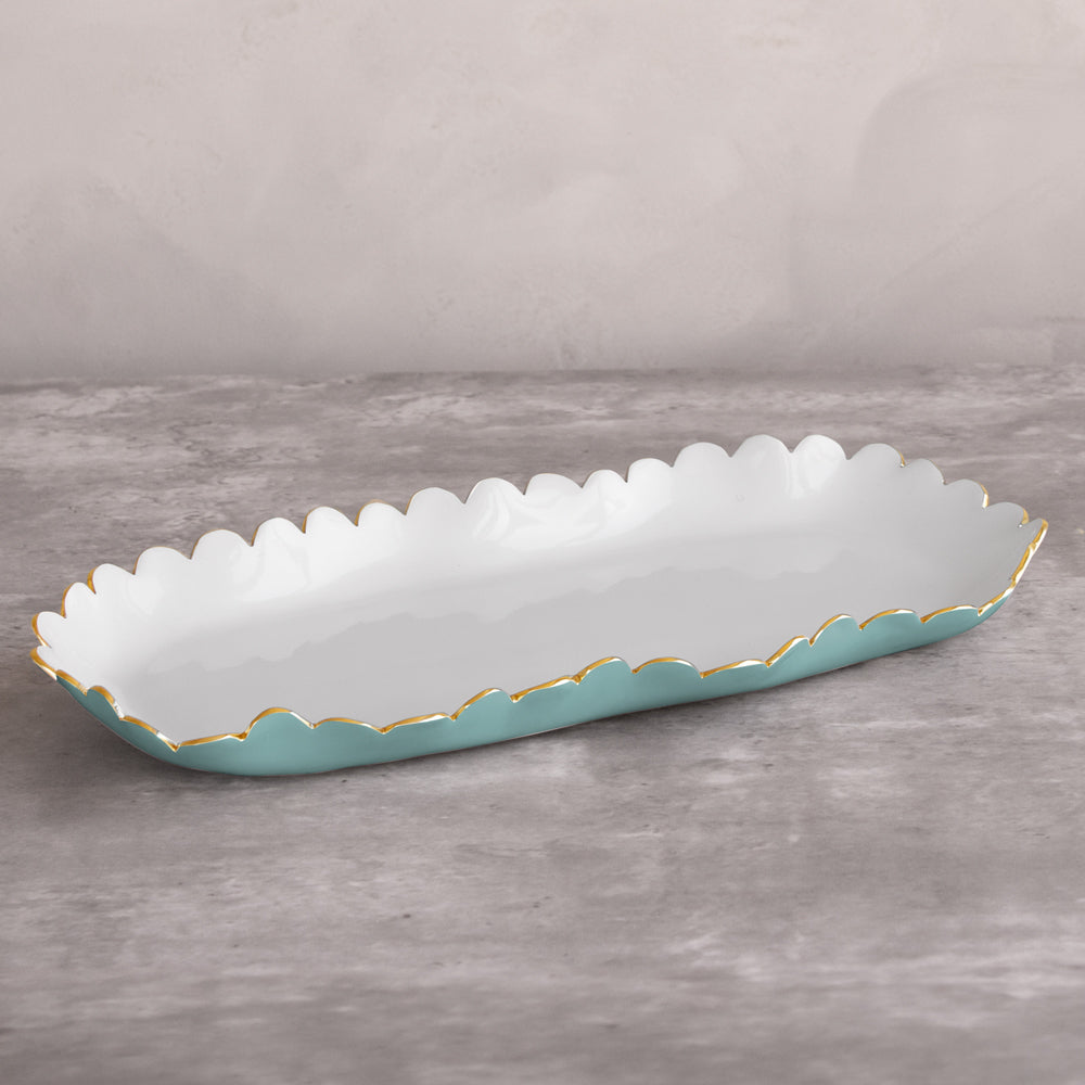ENCANTO Colette Oblong Tray (Turquoise and White)