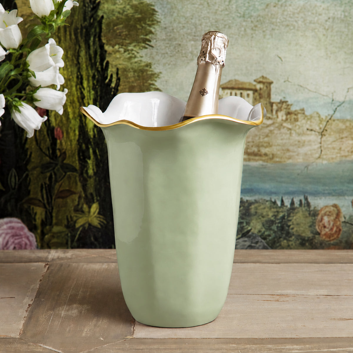 ENCANTO Carola Wine Bucket (Pistachio and White)
