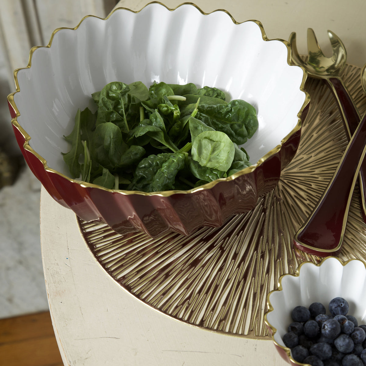 ENCANTO Orlando Medium Bowl (Bordeaux and White)