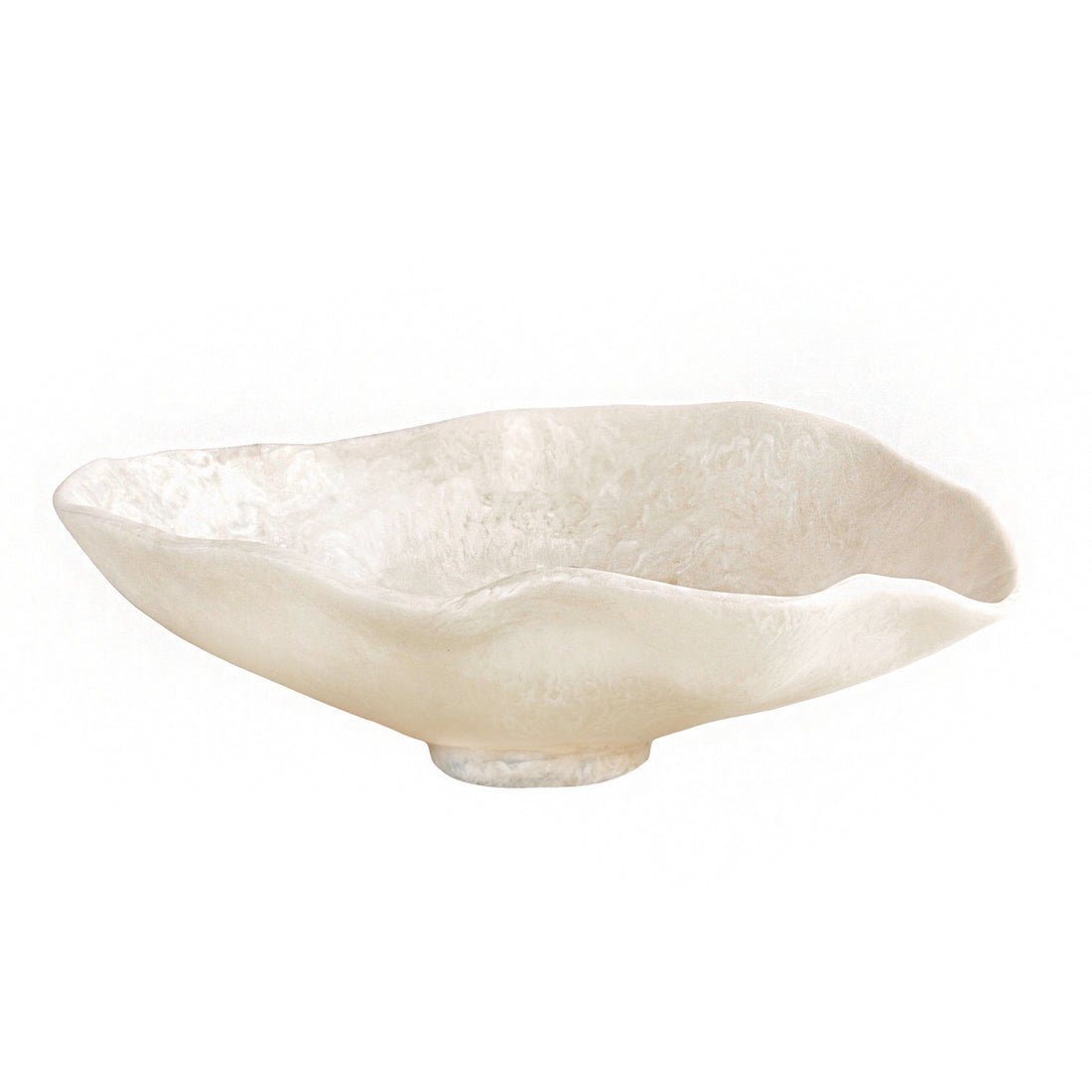 White resin bowl with a textured surface on a white background