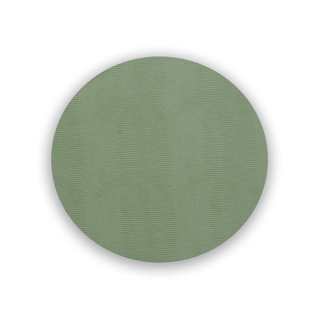 VIDA Snakeskin Reversible 15.5&quot; Round Placemats Set of 4 (Green and Gray)